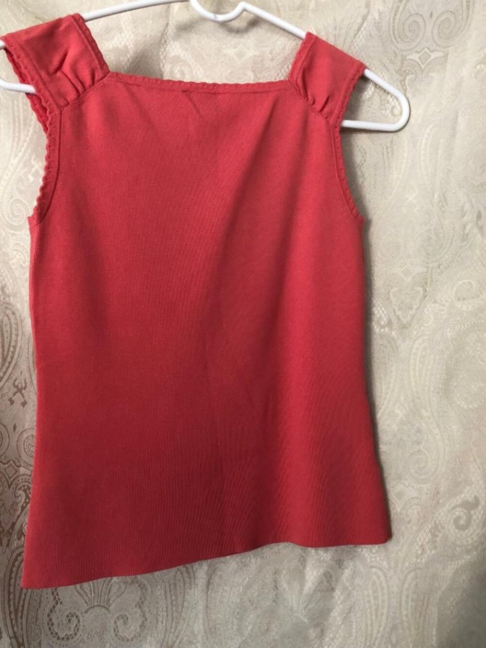 Ann Taylor LOFT, Orange, scallop trim neck and straps, Tank top, Sz: XS - Picture 2 of 8